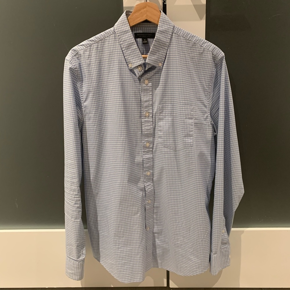 Banana Republic Tech Stretch Light Blue Button Down Slim Flex Fit